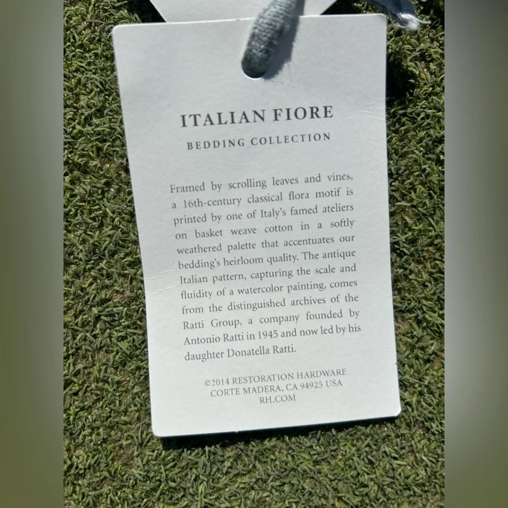 NWT Restoration Hardware Italian Fiore Standard Sham, Set of 2